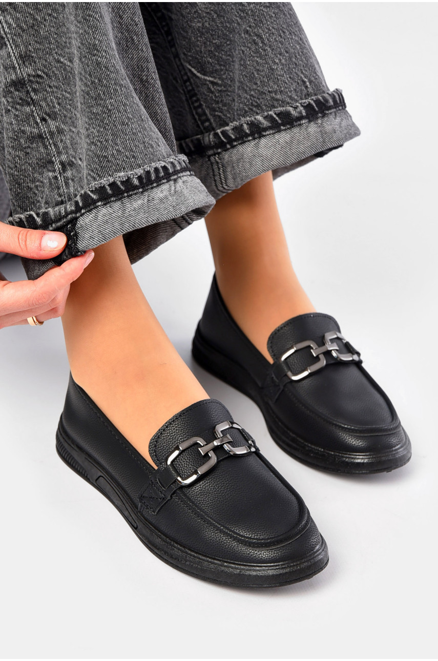 Туфлі-лофери жіночі чорного кольору 0124-2 189819