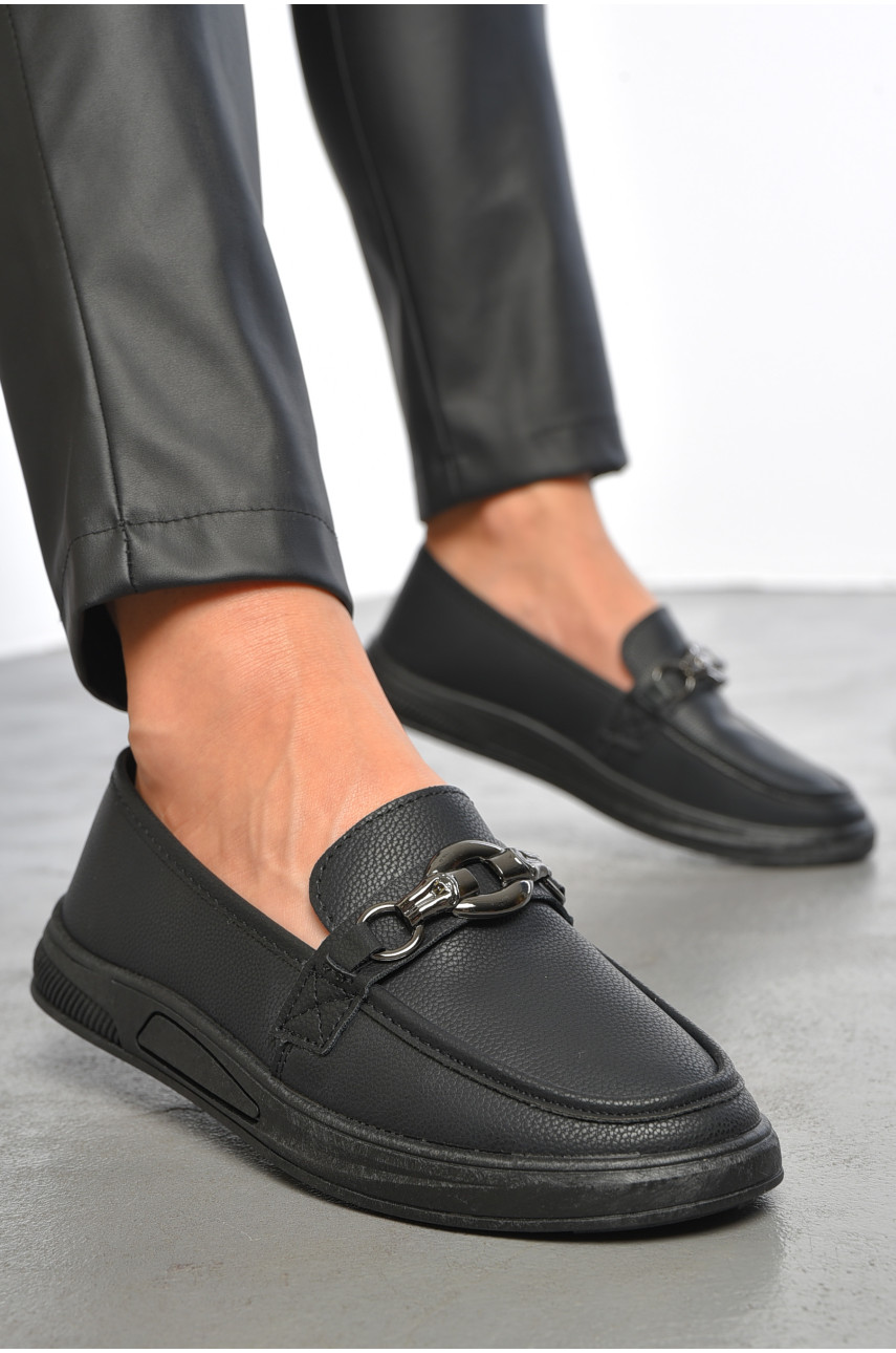 Туфлі-лофери жіночі чорного кольору 0115-2 189820