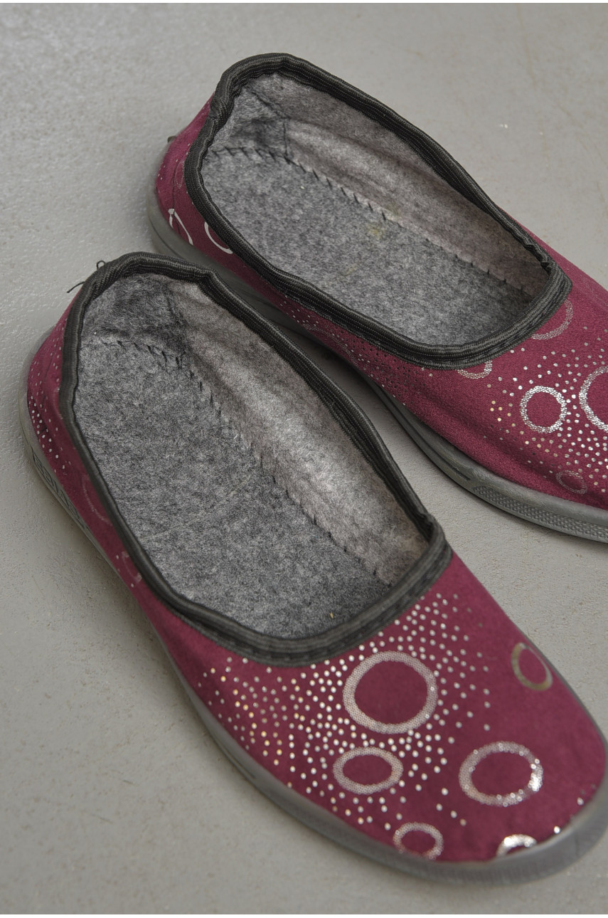 Капці жіночі бордового кольору Ебіас блиск 189822