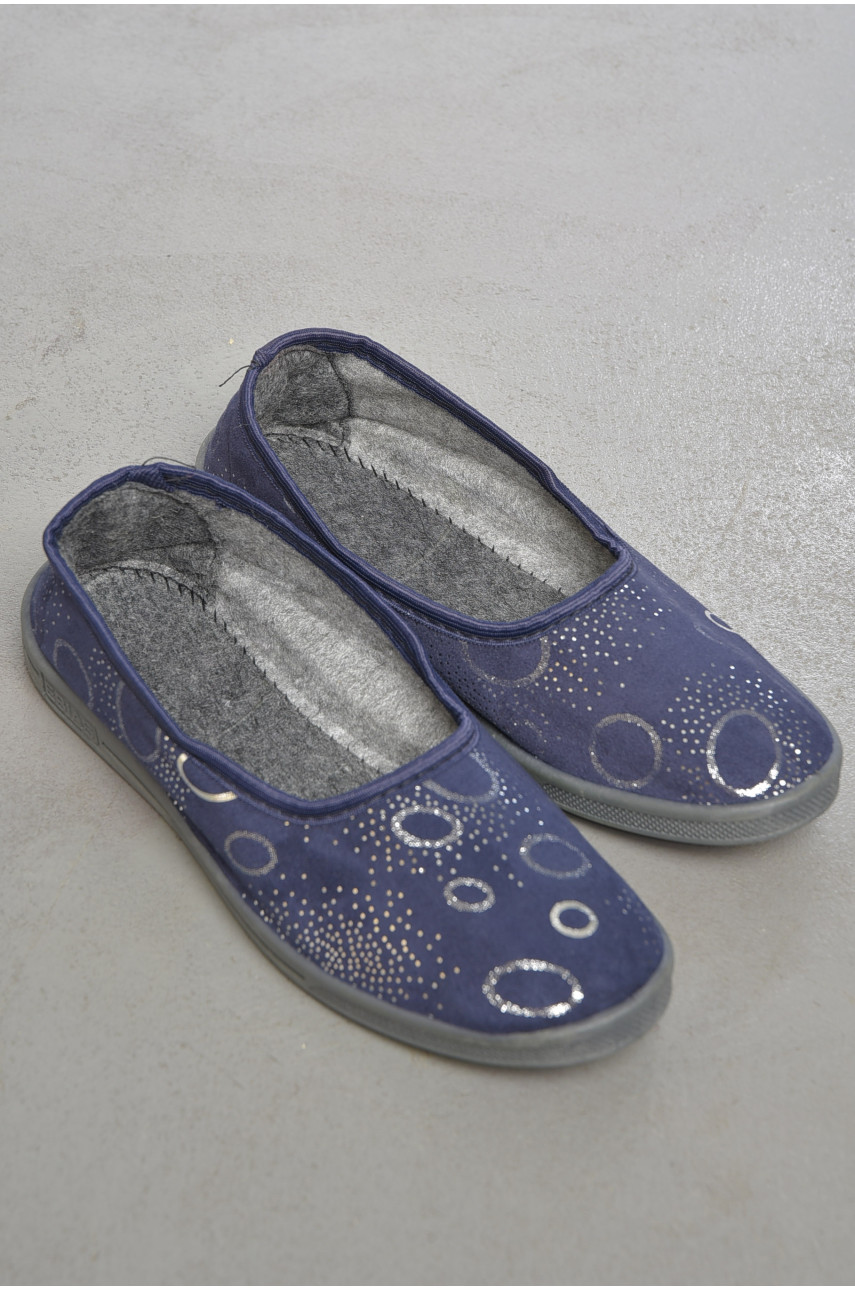 Капці жіночі темно-синього кольору Ебіас блиск 189825