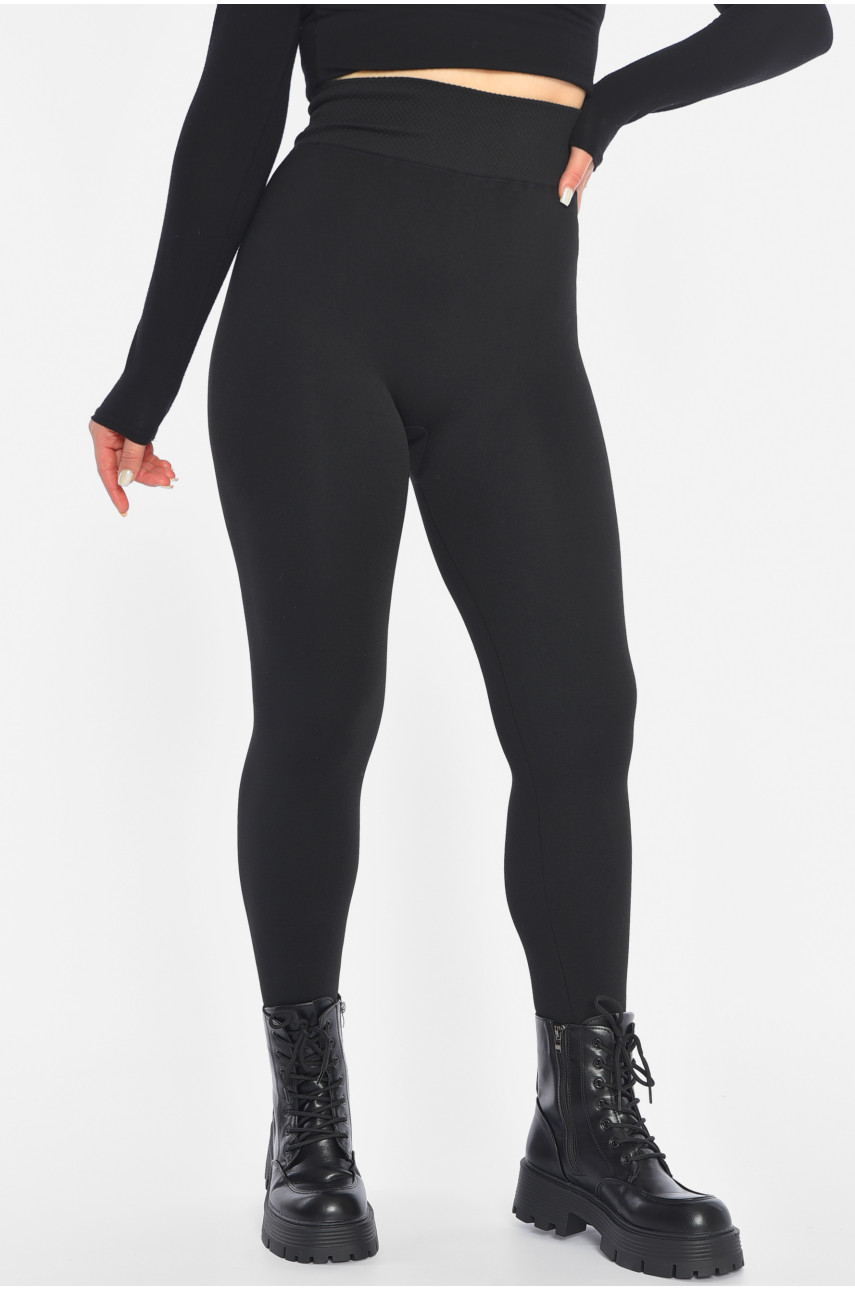 Лосины женские на искусственном меху черного цвета 2011 189832