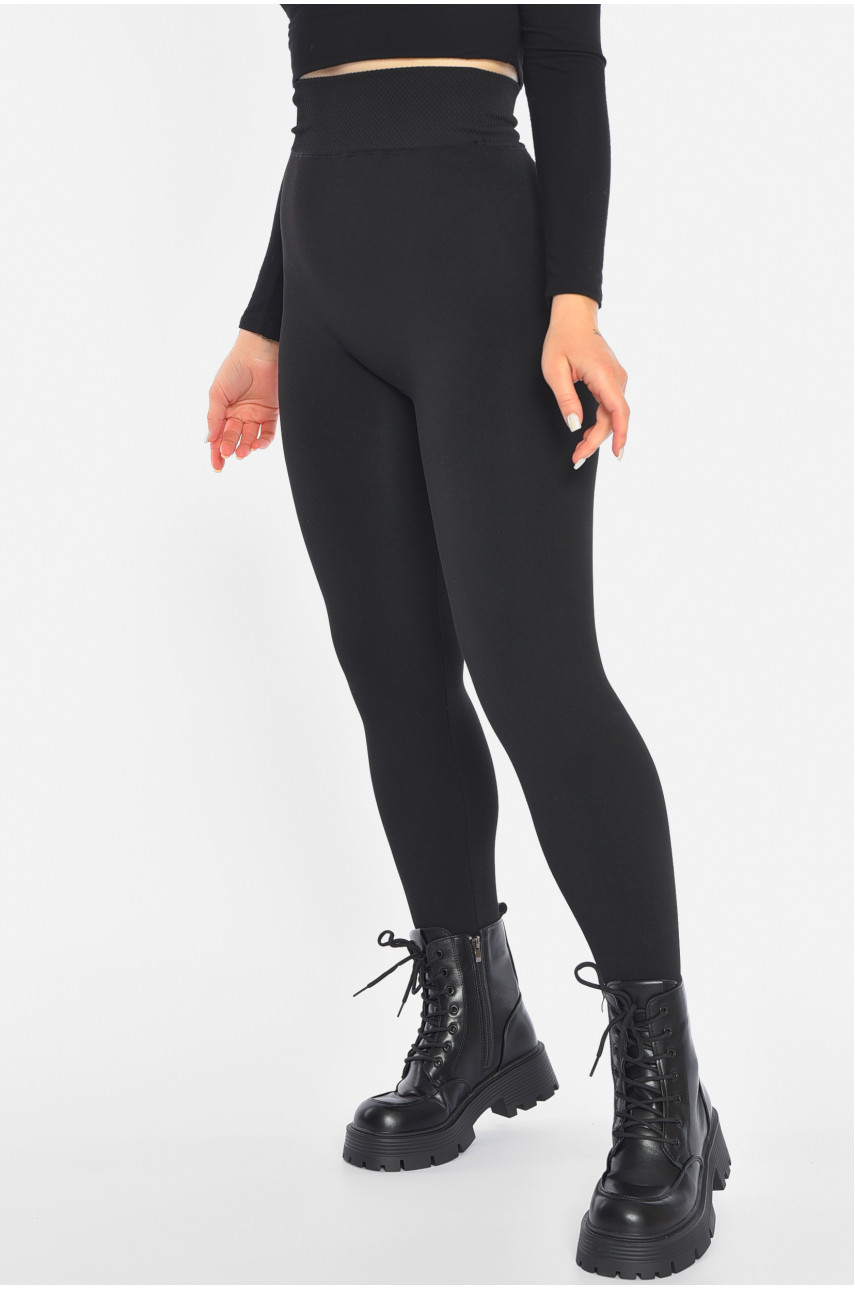 Лосины женские на искусственном меху черного цвета 2011 189832