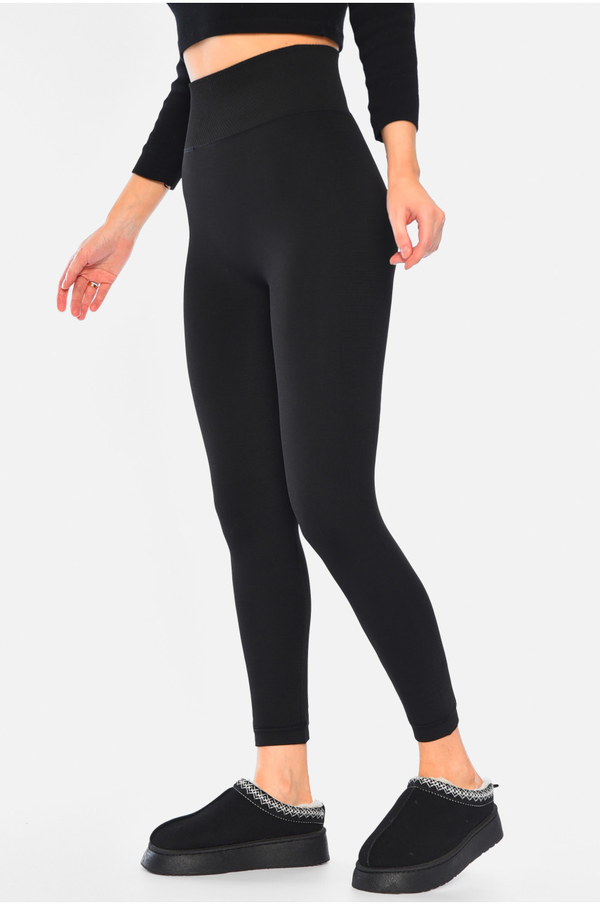 Лосины женские на искусственном меху черного цвета 2010 189834