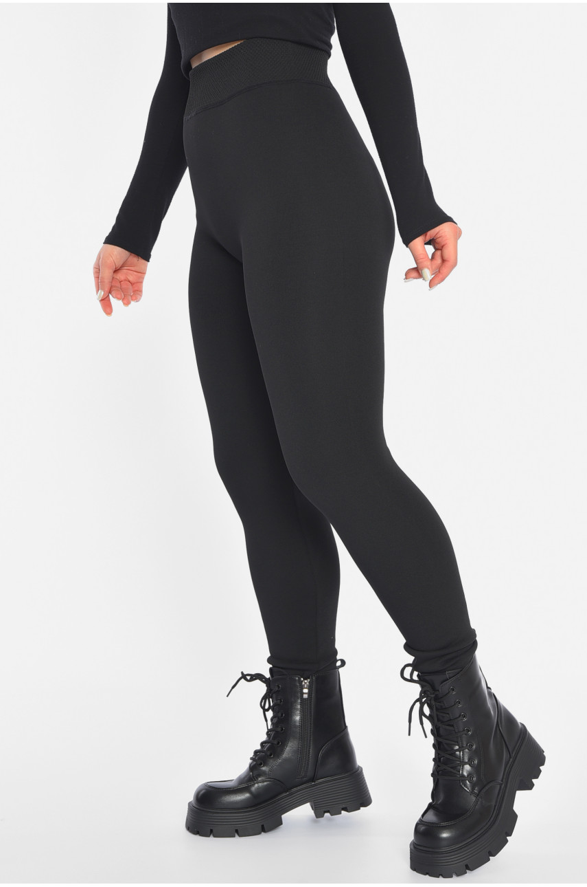 Лосины женские на искусственном меху черного цвета 2001-1 189835