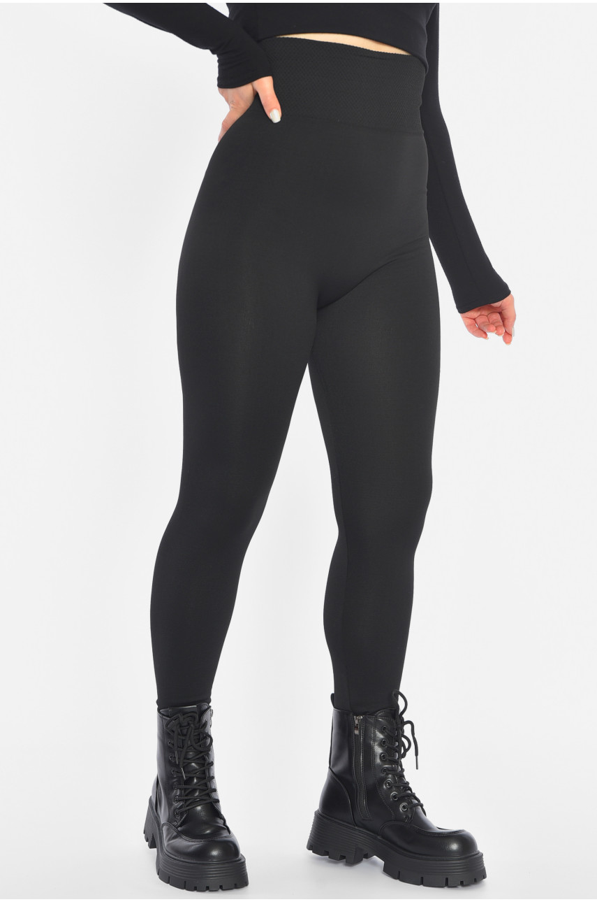 Лосины женские на флисе черного цвета 2008-1 189837