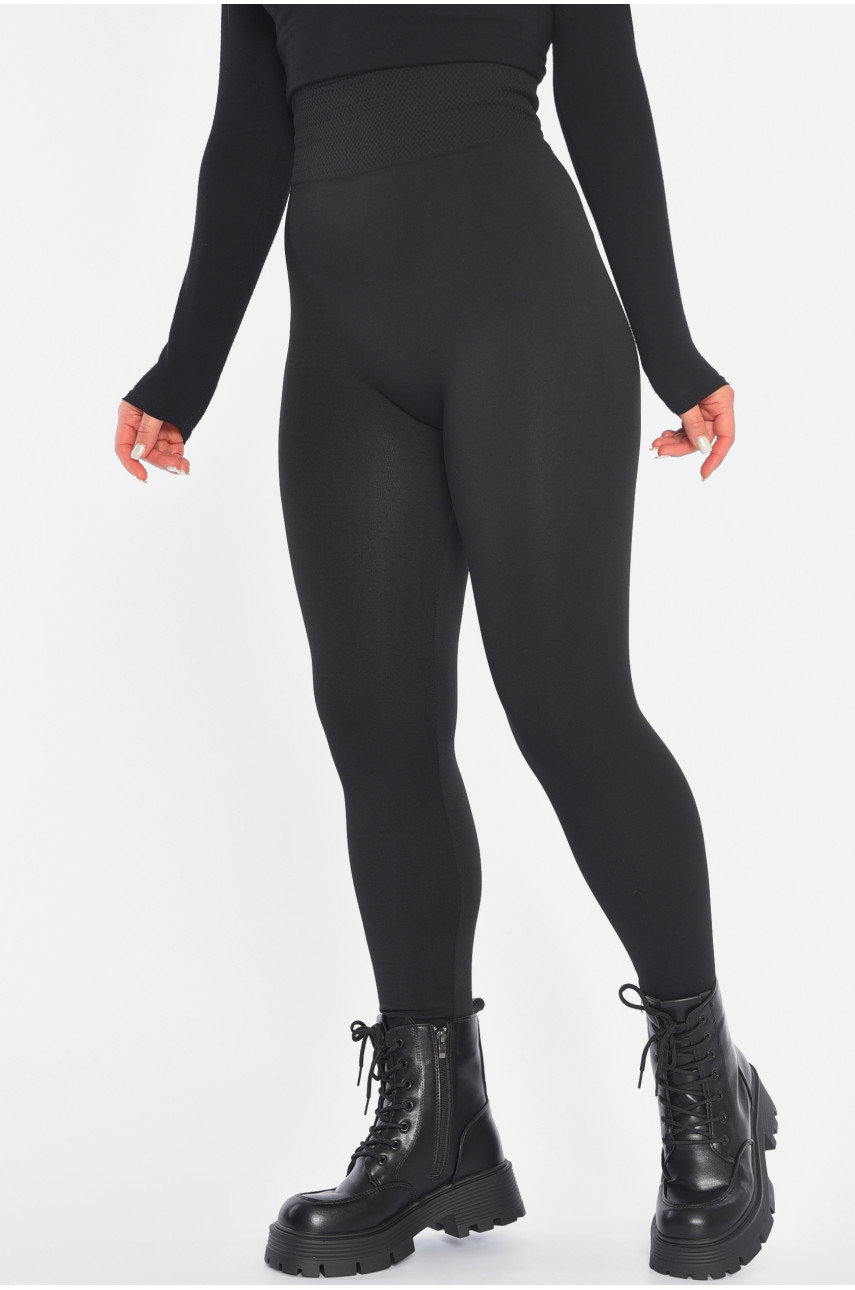 Лосины женские на флисе черного цвета 2008-1 189837