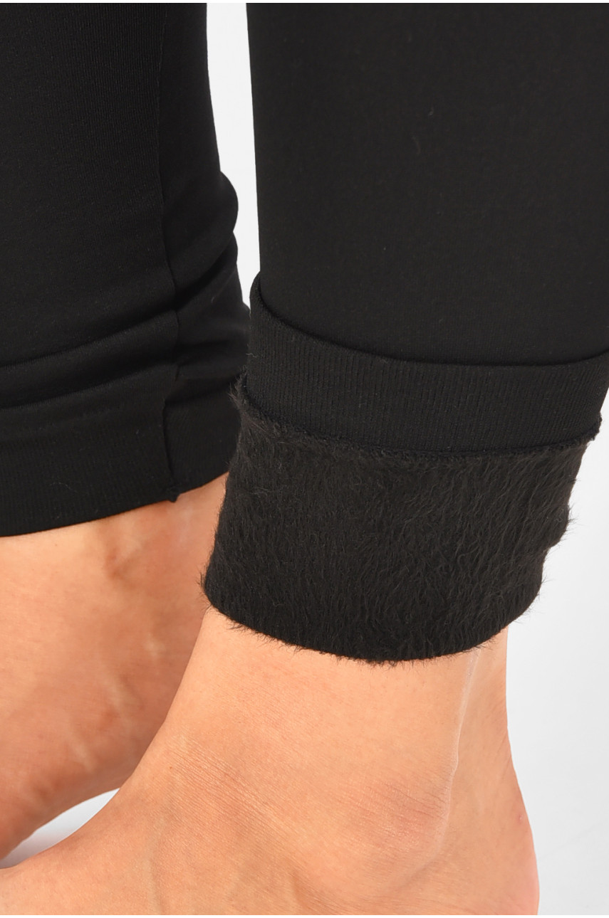 Лосины женские на искусственном меху черного цвета 2006 189839