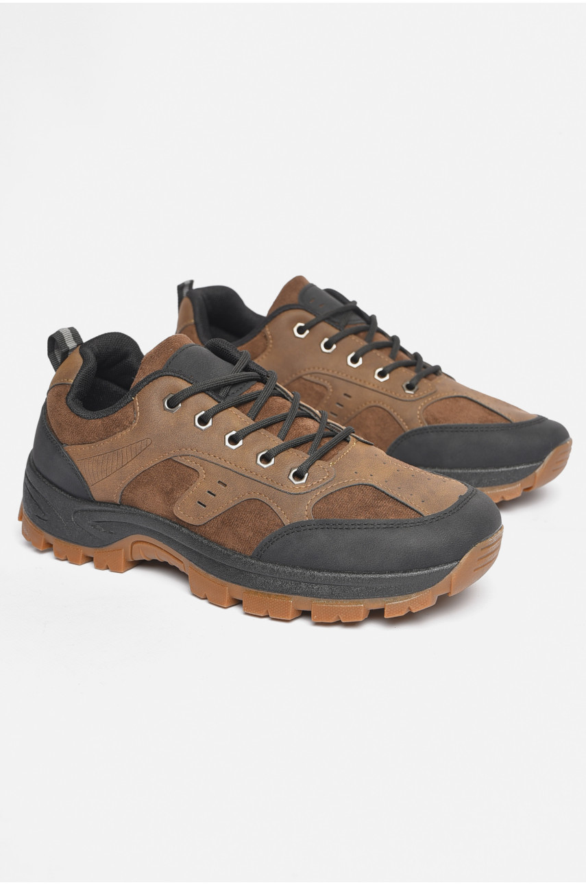 Кроссовки мужские коричневого цвета на шнуровке 10031-3 189847