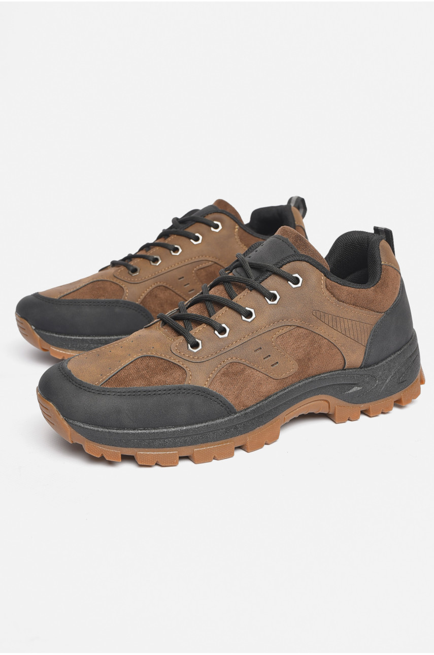 Кроссовки мужские коричневого цвета на шнуровке 10031-3 189847
