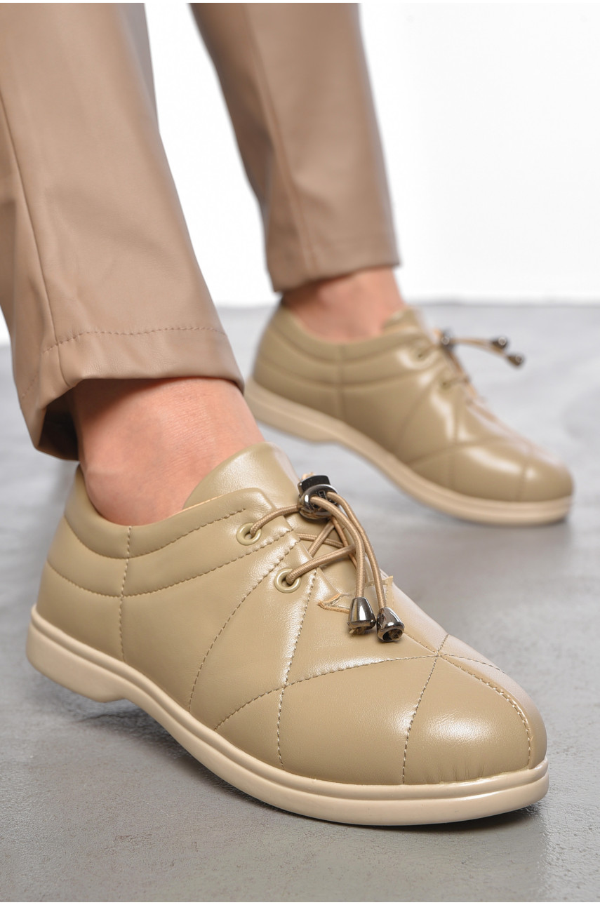 Туфлі жіночі темно-бежевого кольору на шнурівці 170-6 189858