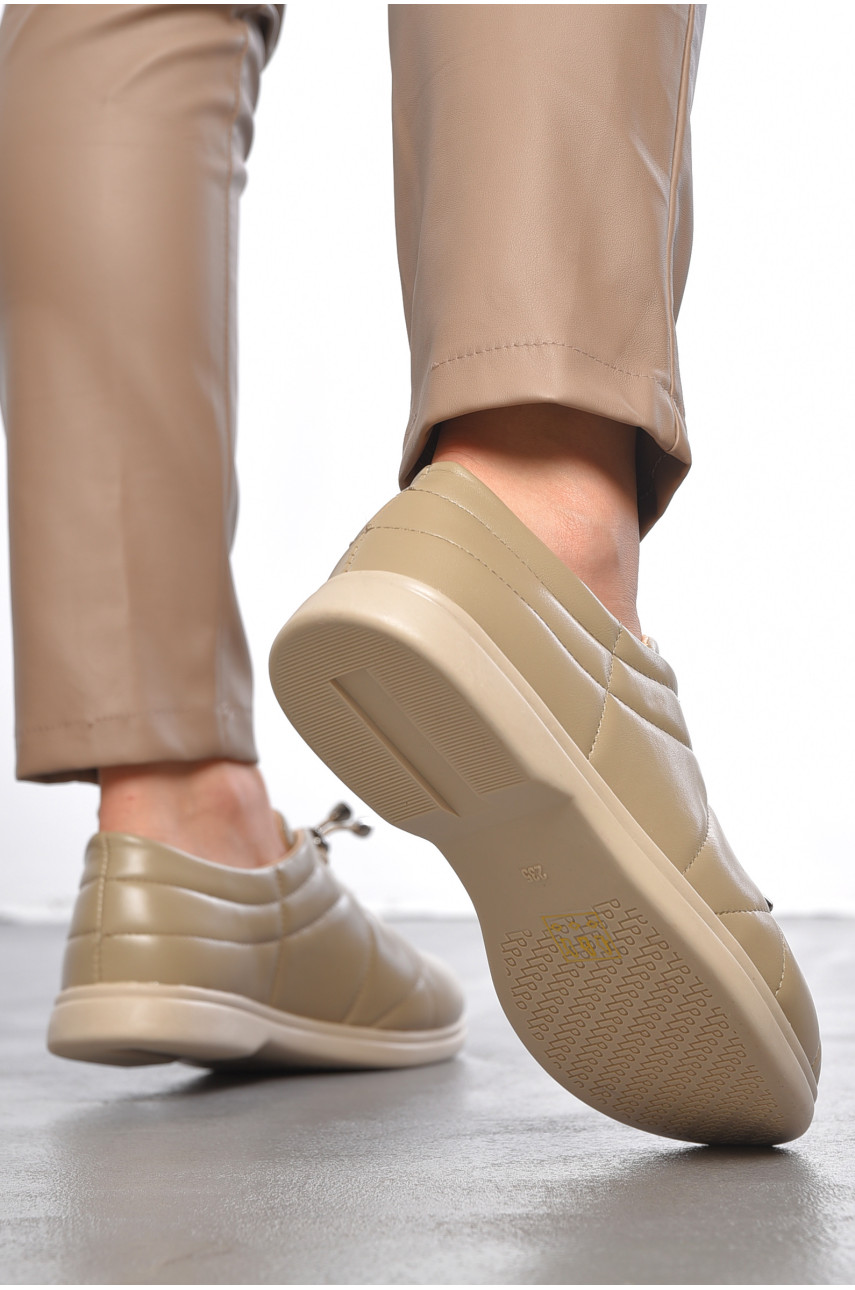 Туфлі жіночі темно-бежевого кольору на шнурівці 170-6 189858