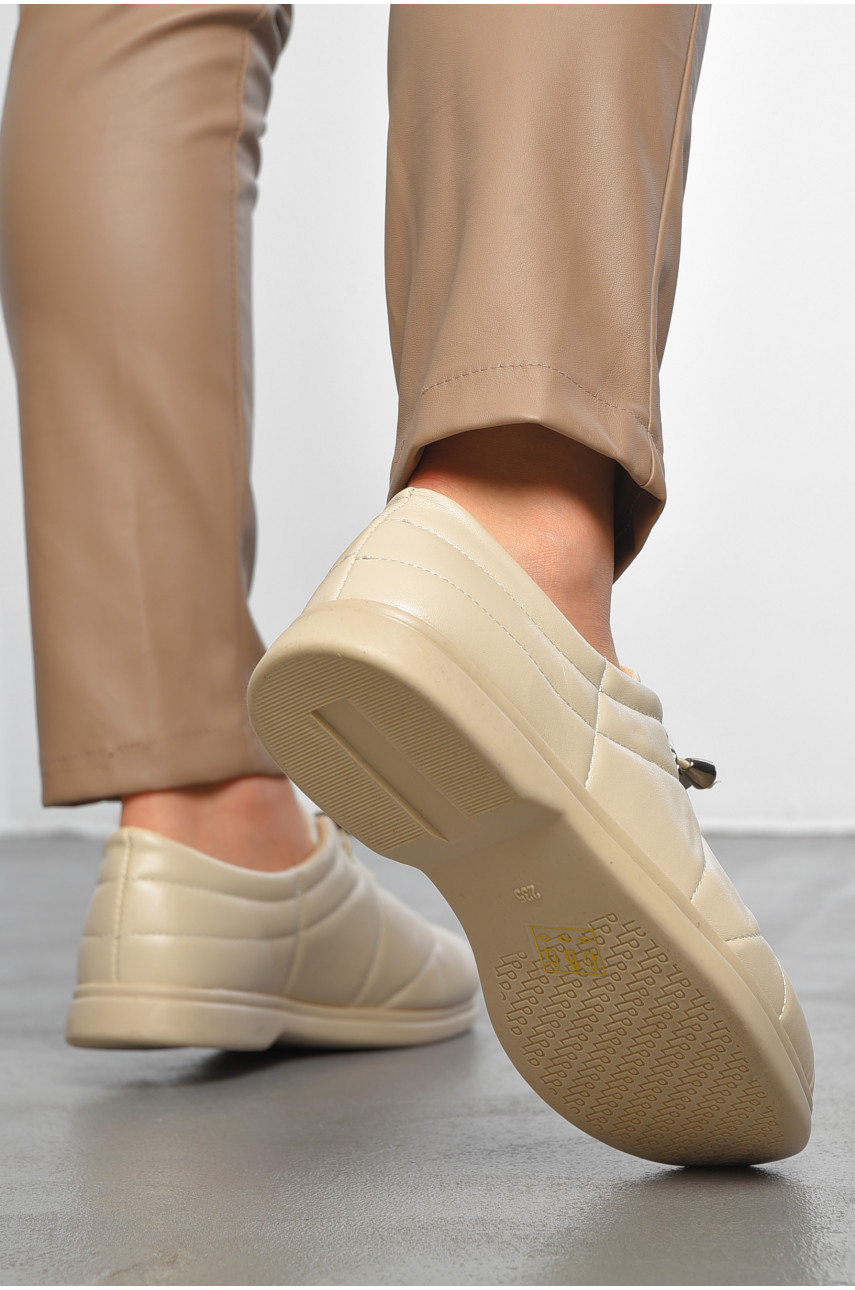 Туфлі жіночі світло-бежевого кольору на шнурівці 170-3 189863