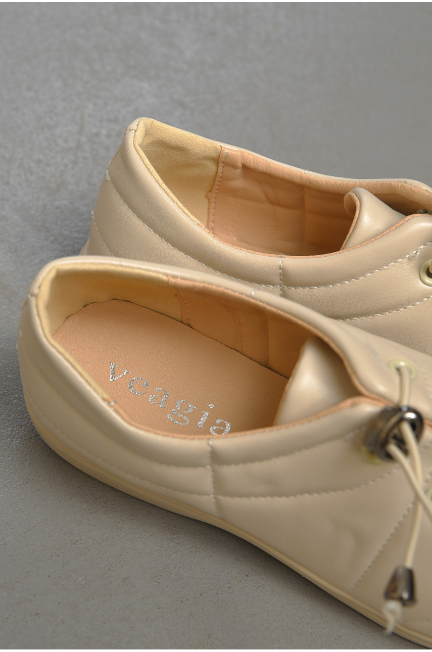 Туфлі жіночі світло-бежевого кольору на шнурівці 170-3 189863