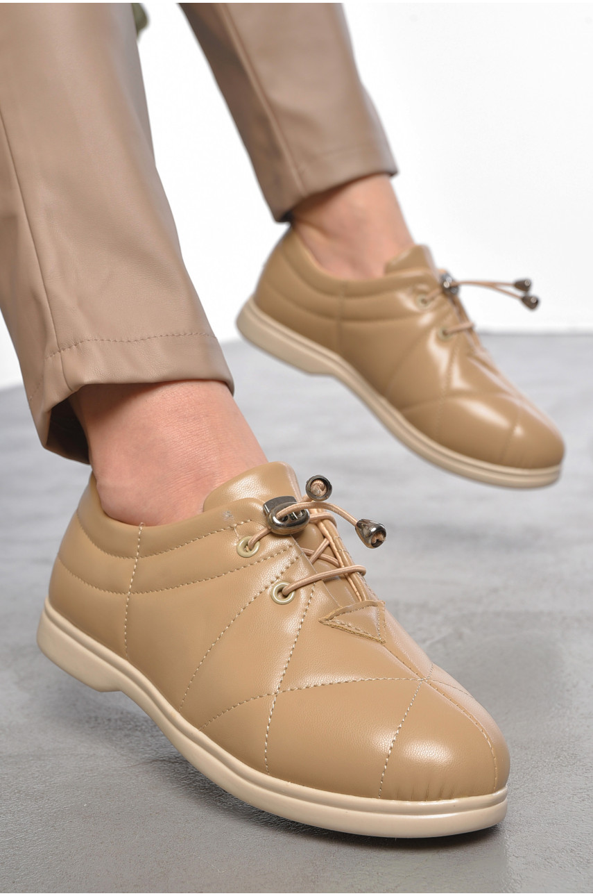 Туфлі жіночі бежевого кольору на шнурівці 170-5 189864