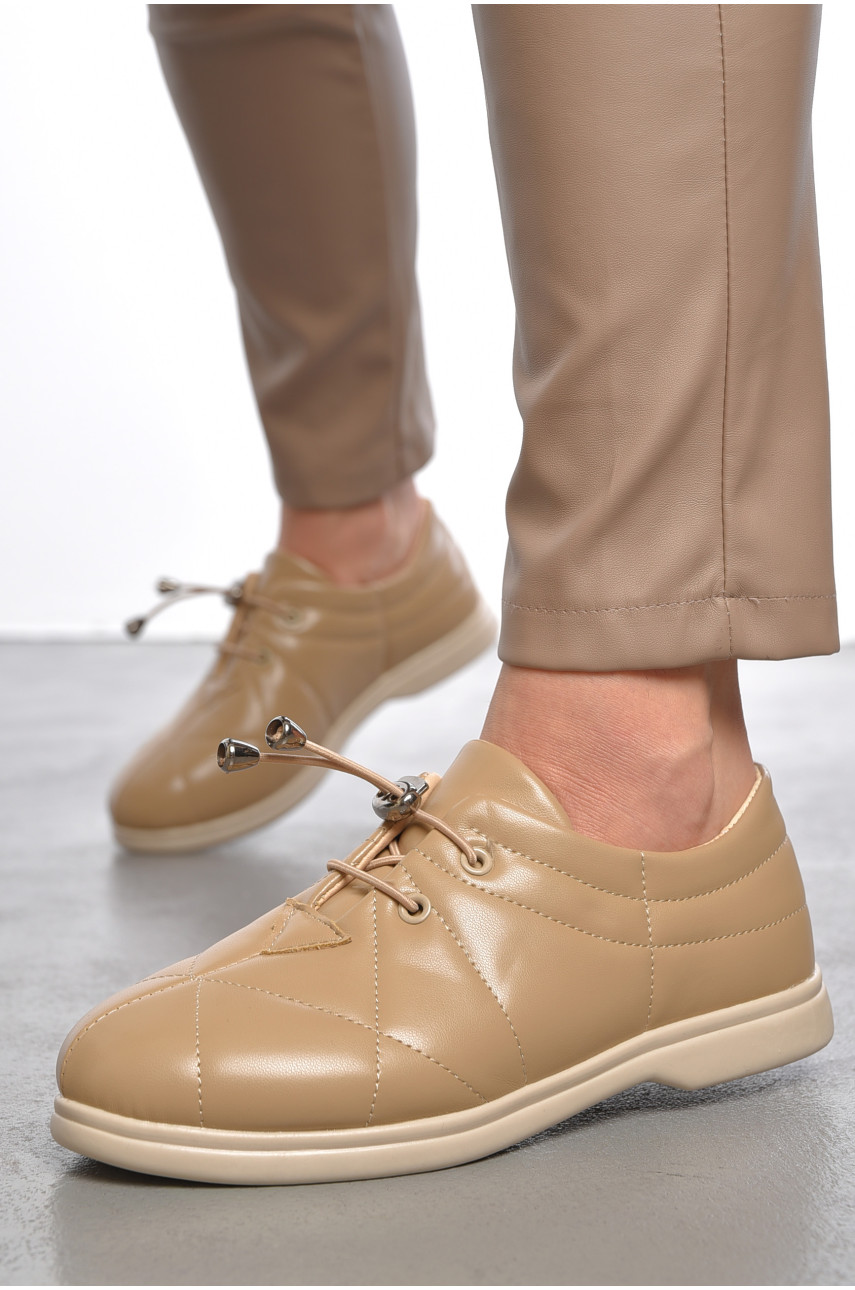 Туфлі жіночі бежевого кольору на шнурівці 170-5 189864