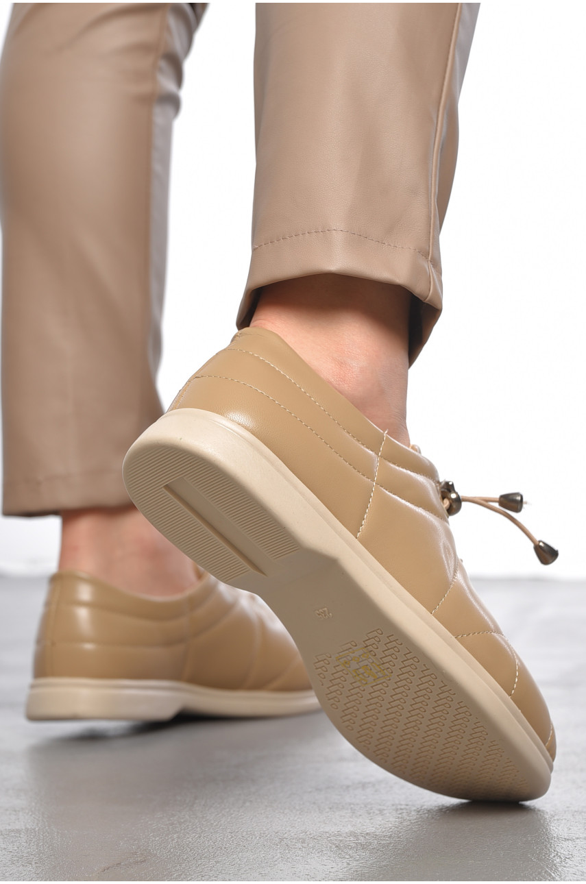 Туфлі жіночі бежевого кольору на шнурівці 170-5 189864