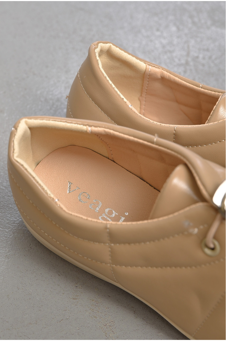 Туфлі жіночі бежевого кольору на шнурівці 170-5 189864