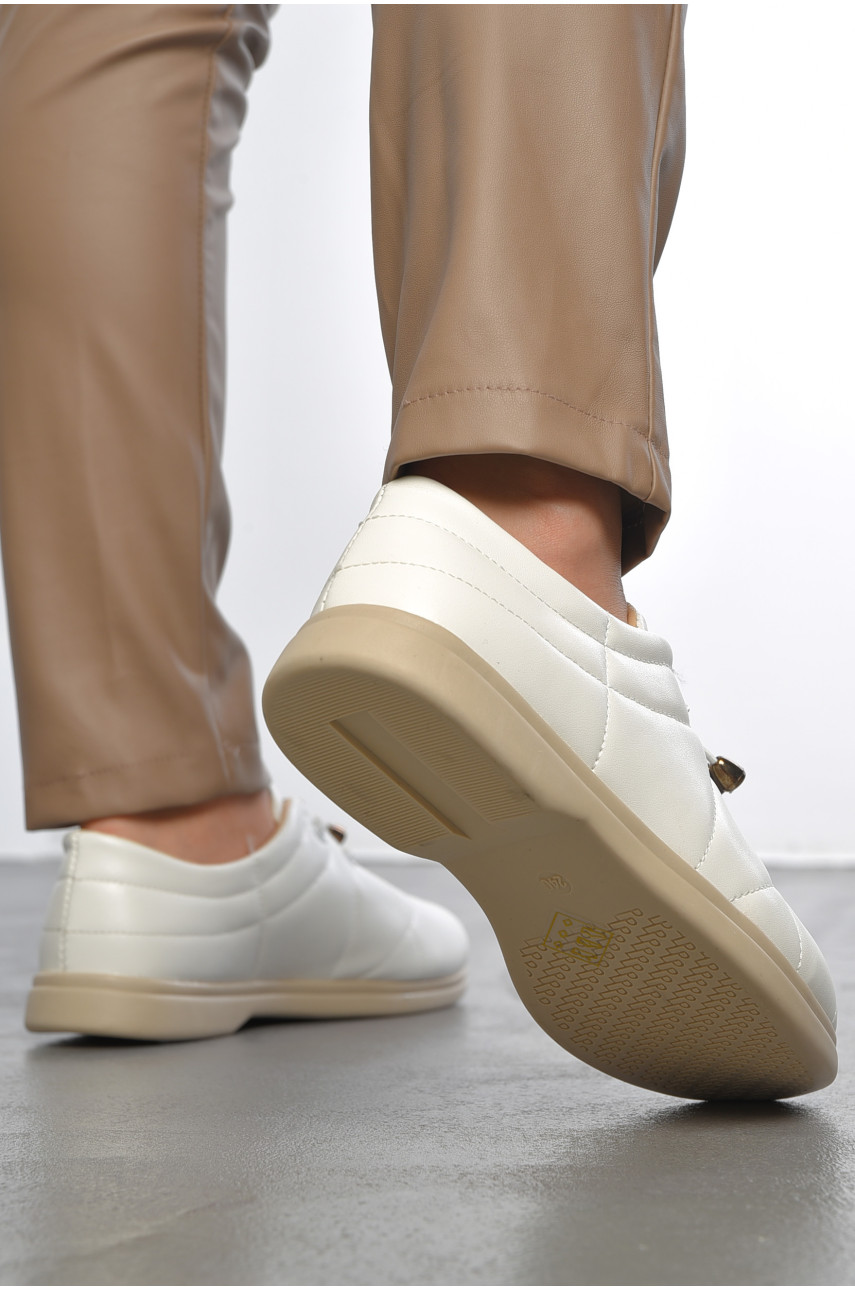 Туфлі жіночі білого кольору на шнурівці 170-2 189865