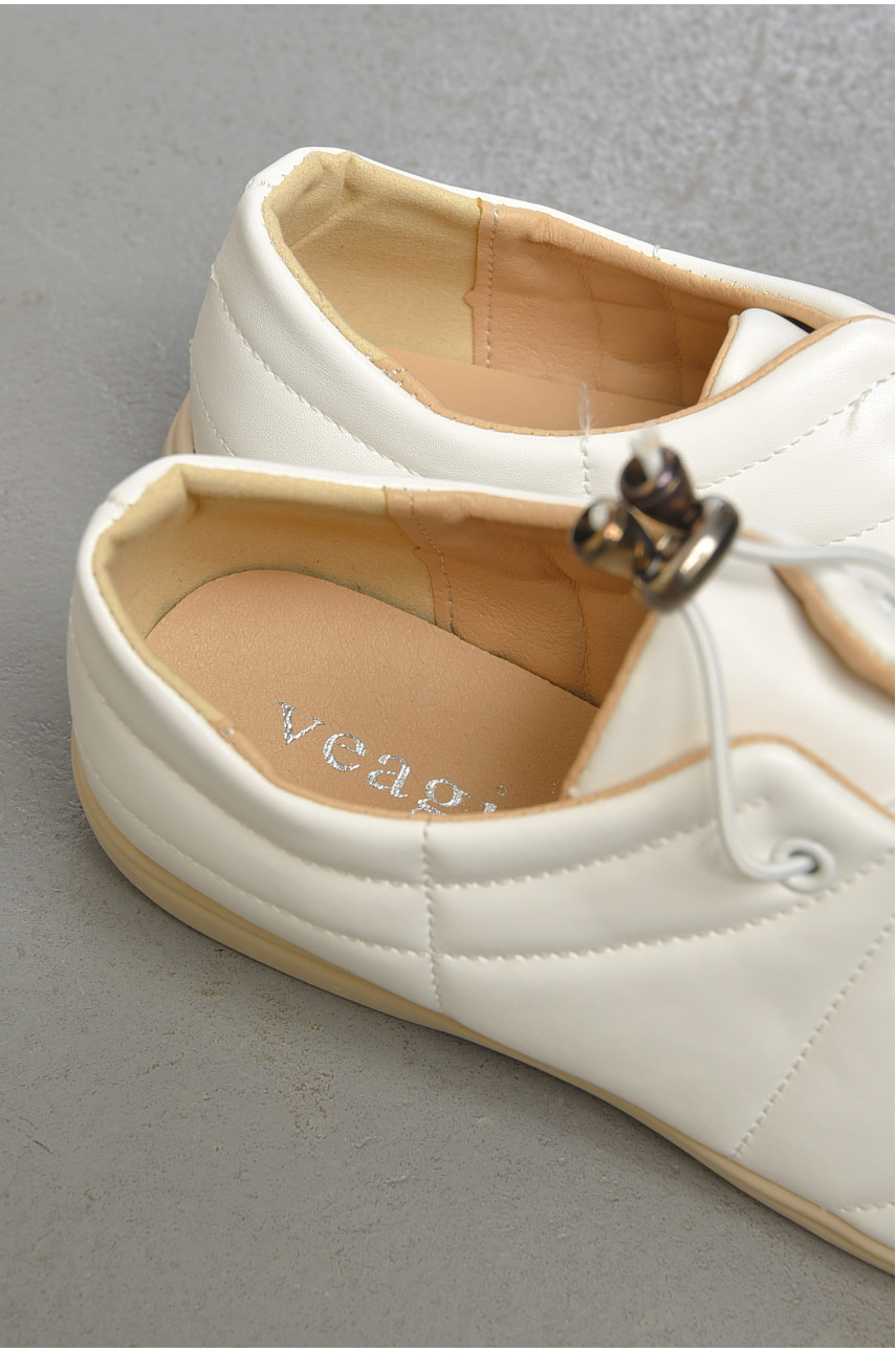 Туфлі жіночі білого кольору на шнурівці 170-2 189865