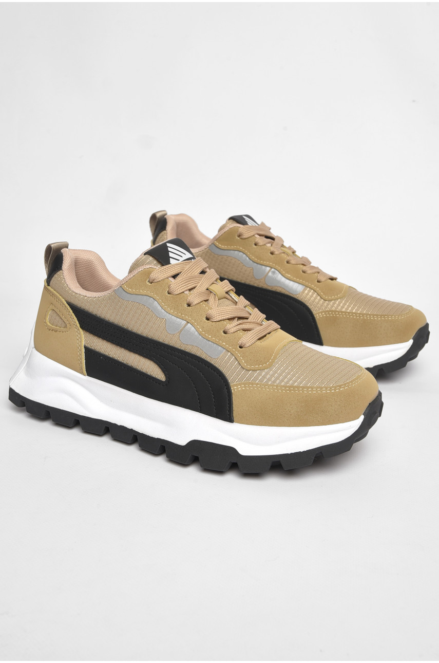 Кроссовки мужские бежевого цвета на шнуровке 26-2 189879