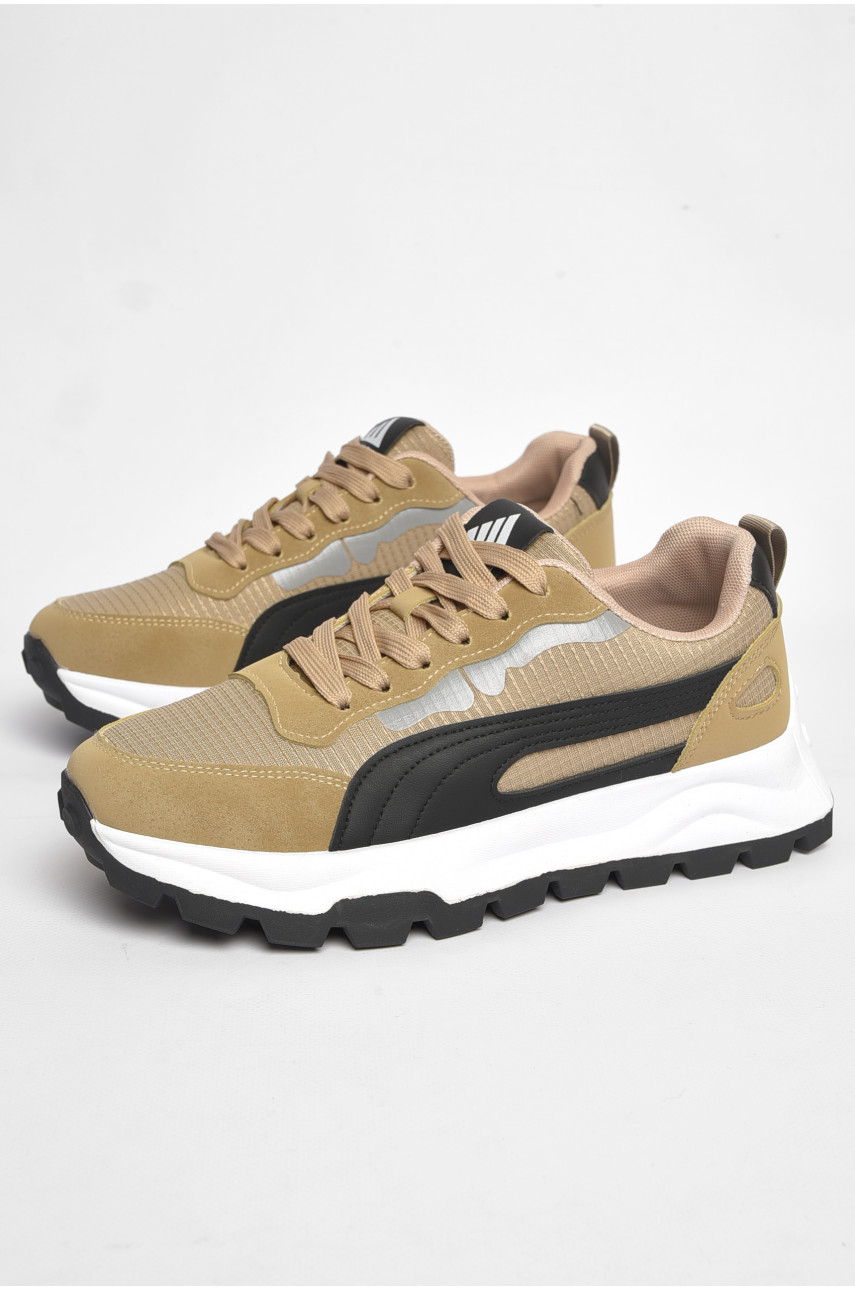 Кроссовки мужские бежевого цвета на шнуровке 26-2 189879