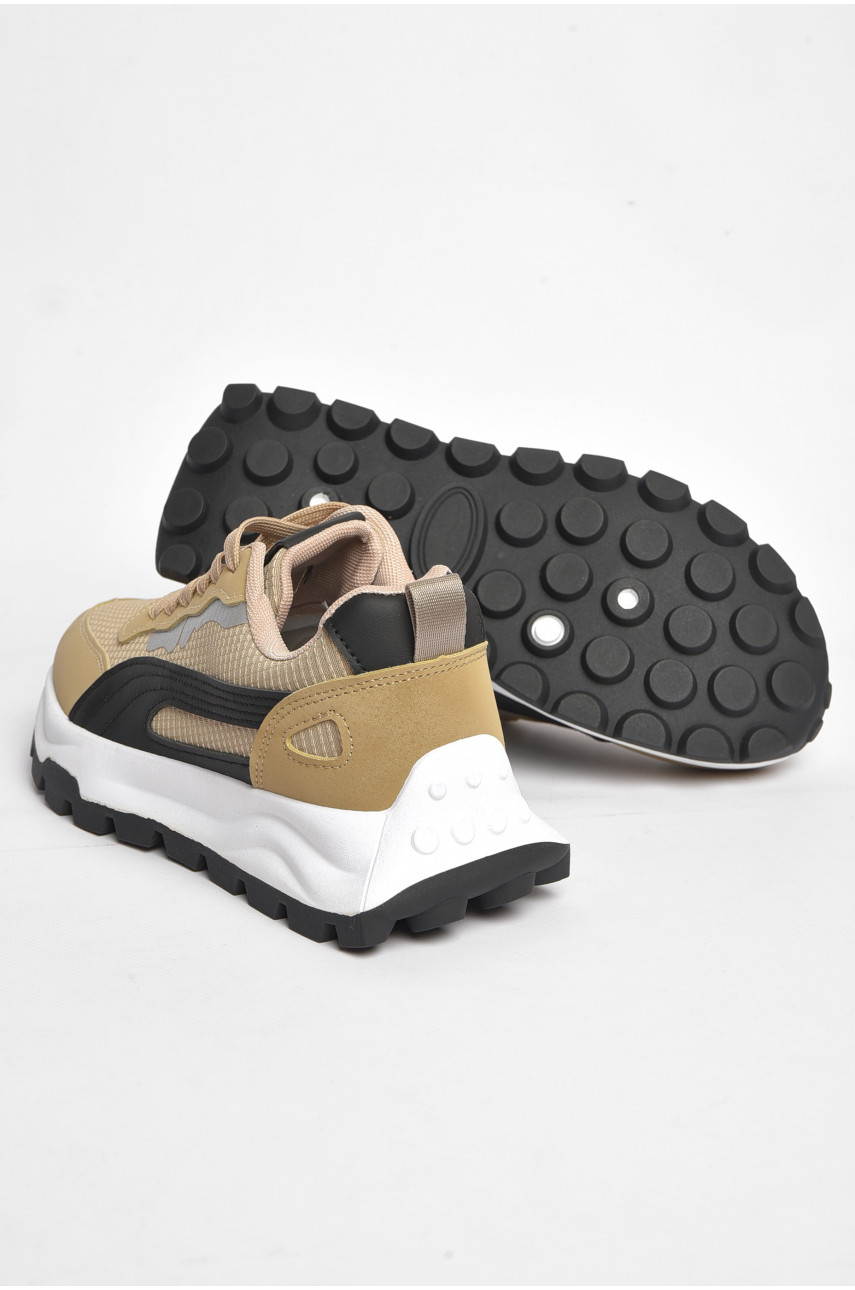 Кроссовки мужские бежевого цвета на шнуровке 26-2 189879