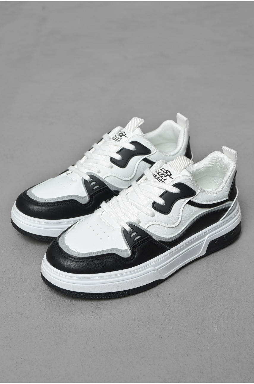 Кроссовки мужские черно-белого цвета на шнуровке 36-1 189894