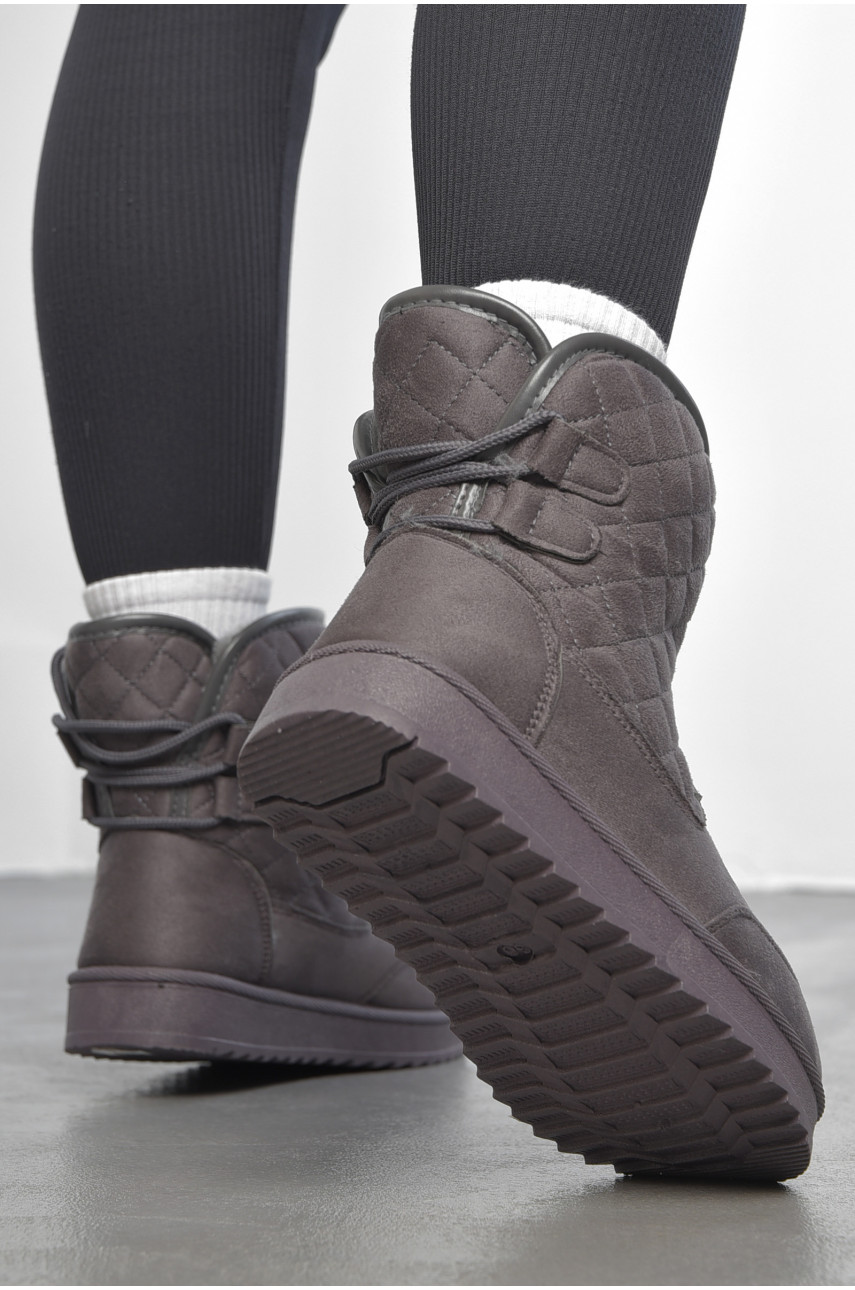 Угги женские на меху темно-серого цвета Д20 189919