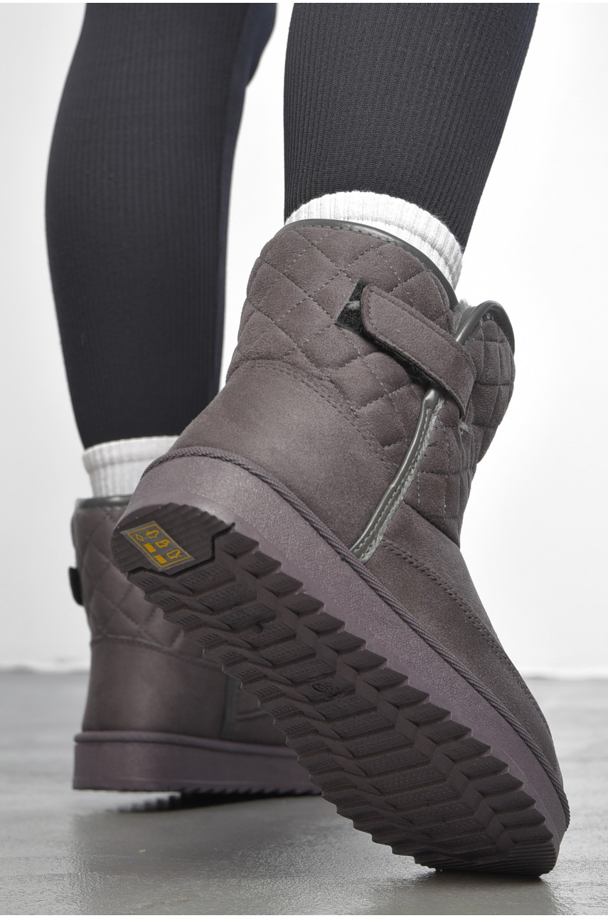 Угги женские на меху темно-серого цвета Д23 189920