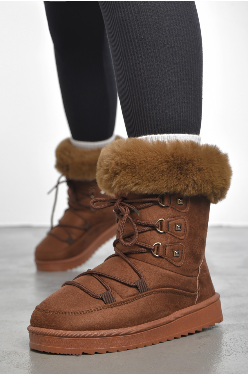 Угги женские на меху коричневого цвета д26 189922