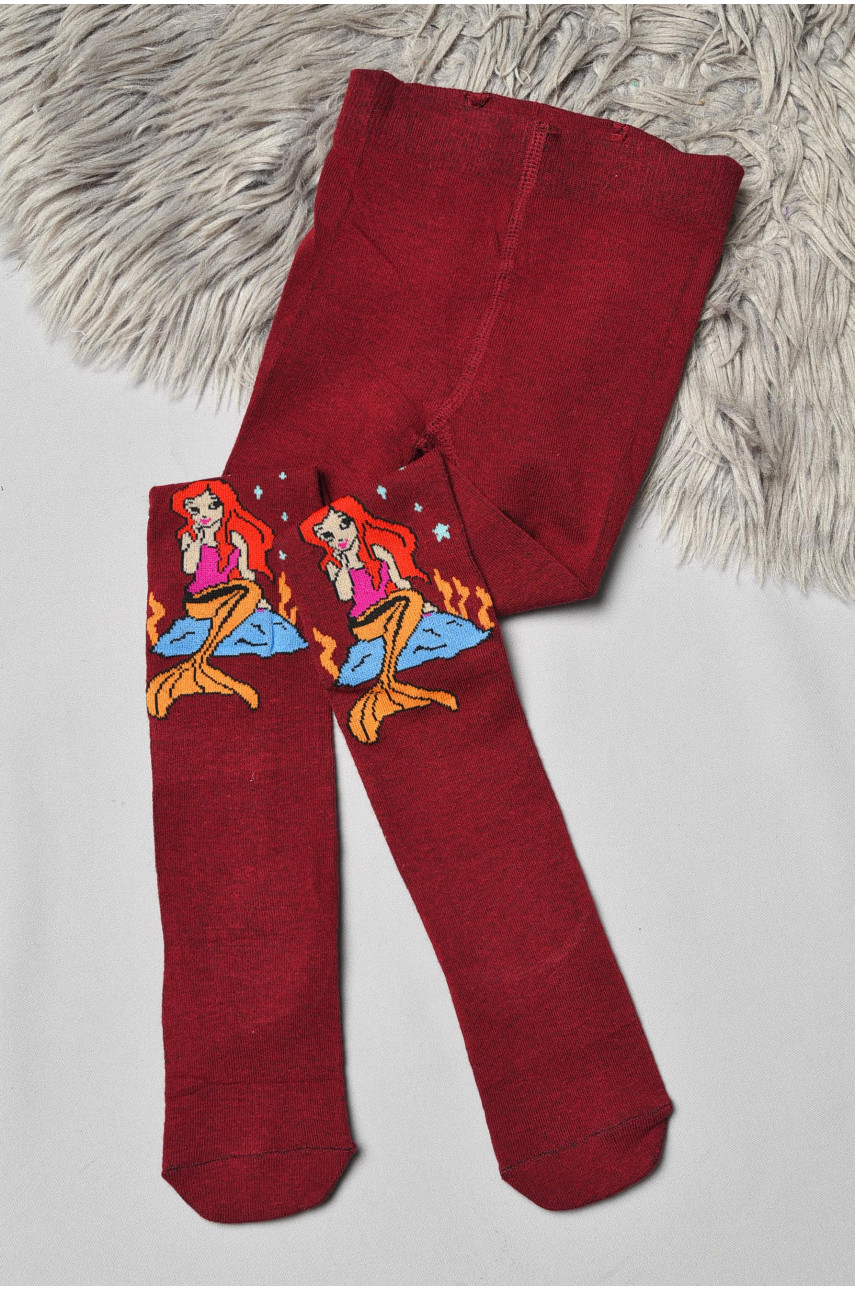 Колготи дитячі з малюнком для дівчинки бордового кольору FCK16 189949