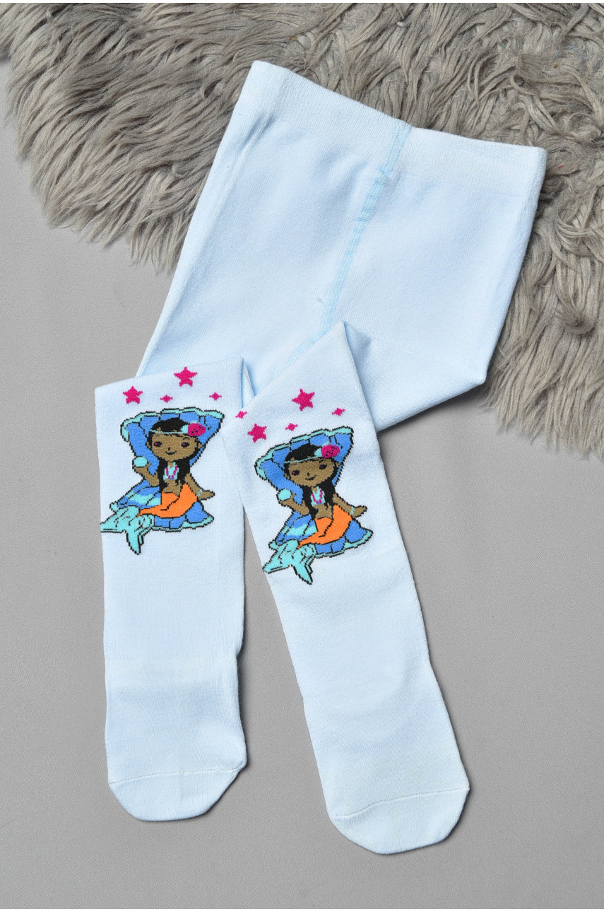 Колготи дитячі з малюнком для дівчинки блакитного кольору FCK16 189952
