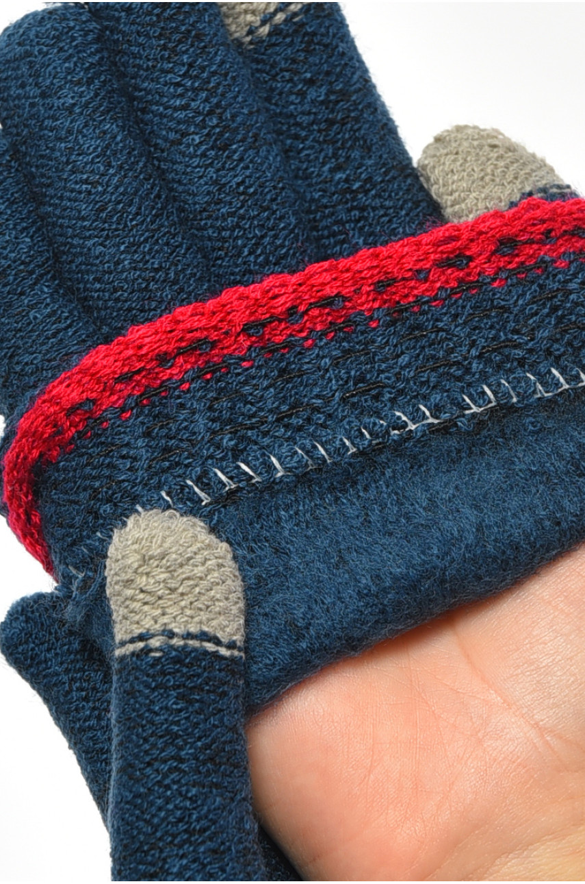 Рукавички жіночі сенсорні темно-синього кольору утеплені w-23 189988