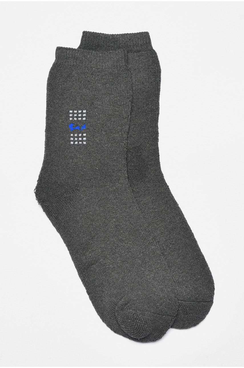 Шкарпетки чоловічі махрові темно-сірого кольору 226 189994