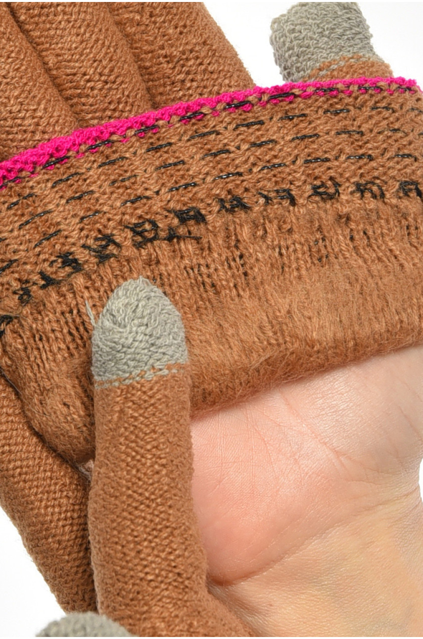 Рукавички жіночі сенсорні кольору гірчичного утеплені w-23 190008