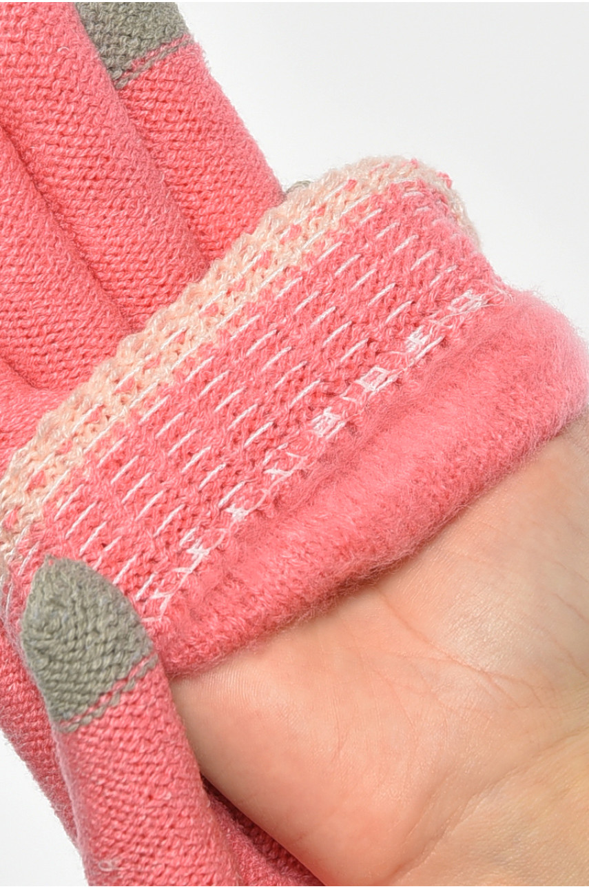 Рукавички жіночі сенсорні рожевого кольору утеплені w-23 190009