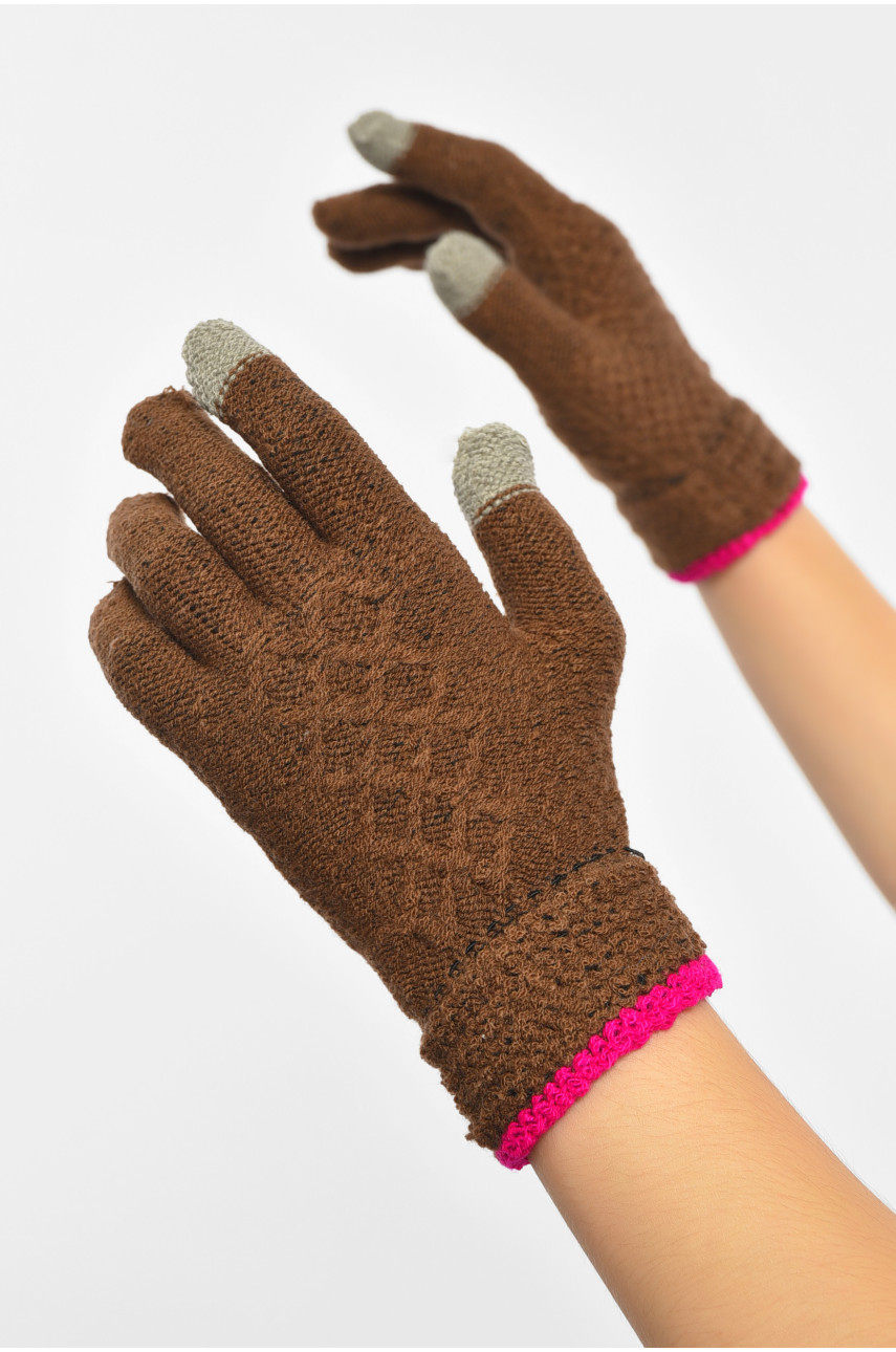 Перчатки женские сенсорные коричневого цвета утепленные w-23 190010 Перчатки женские сенсорные коричневого цвета утепленные w-23 190010