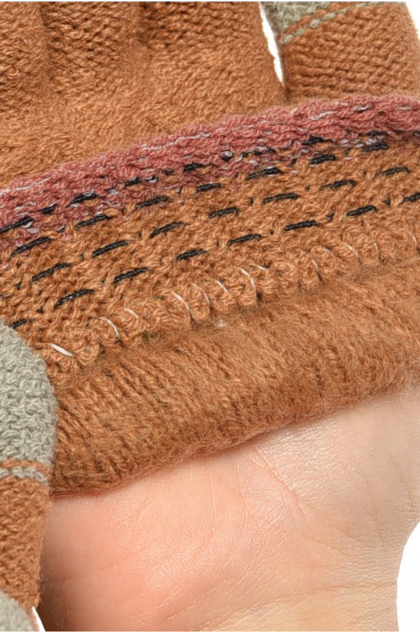 Рукавички жіночі сенсорні коричневого кольору утеплені w-23 190011