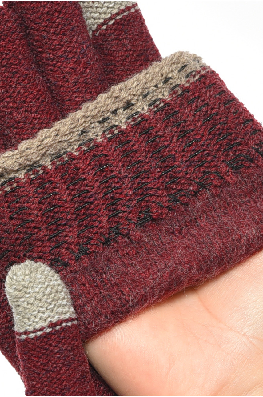 Перчатки женские сенсорные бордового цвета утепленные w-23 190012