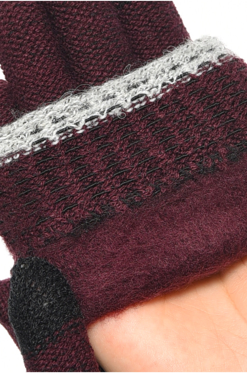 Перчатки женские сенсорные бордового цвета утепленные w-23 190014