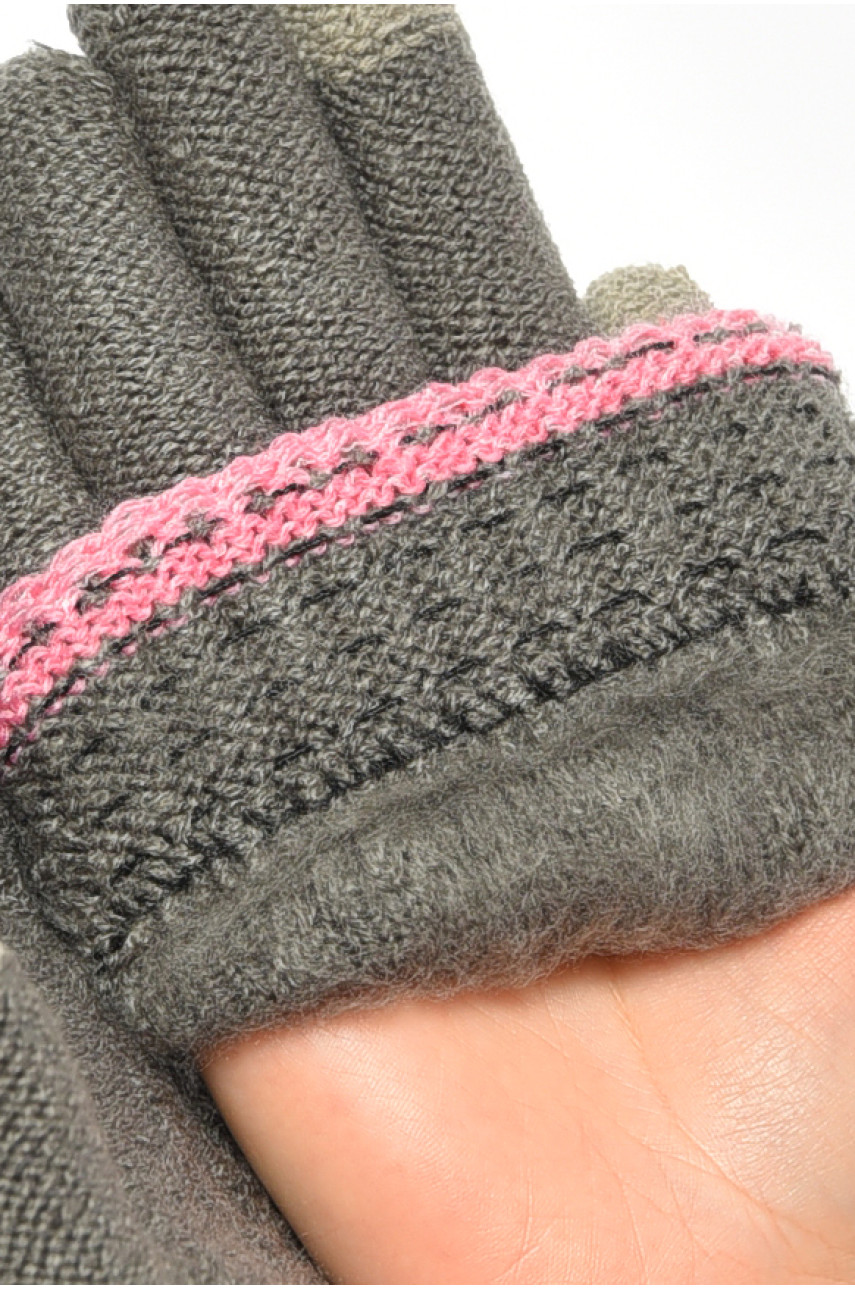 Перчатки женские сенсорные темно-серого цвета утепленные w-23 190017