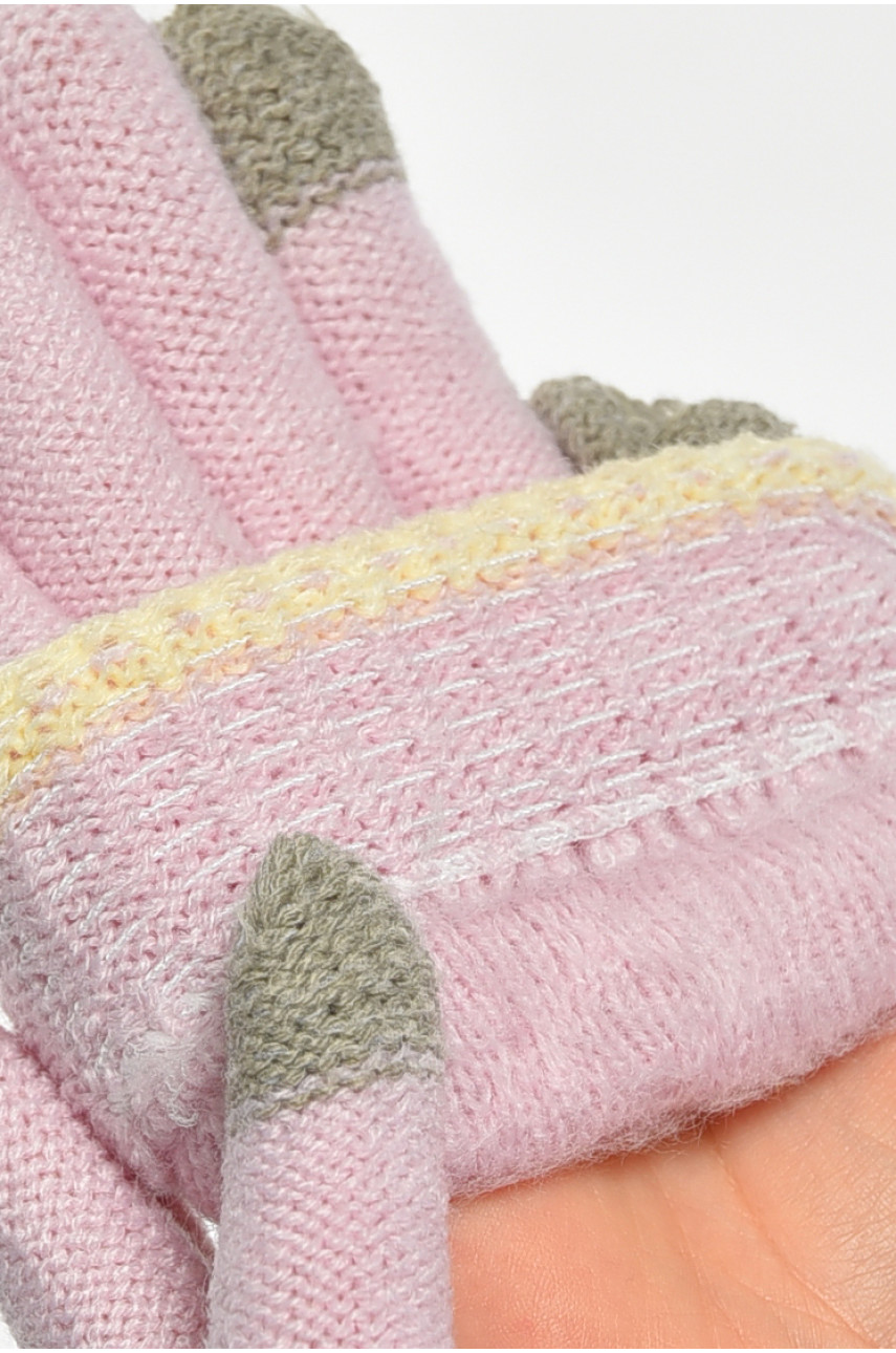 Перчатки женские сенсорные розового цвета утепленные w-23 190019