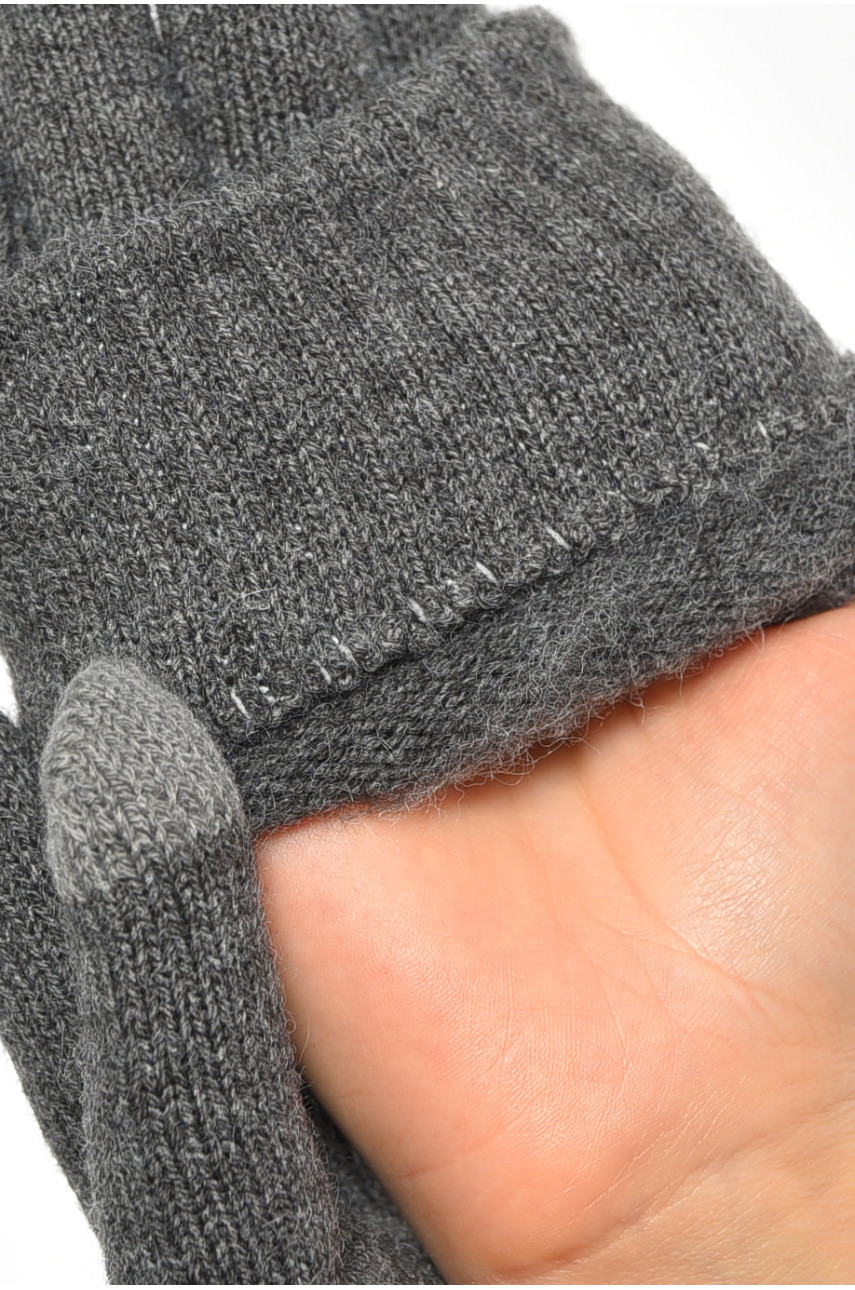 Перчатки женские сенсорные темно-серого цвета утепленные w-10 190025