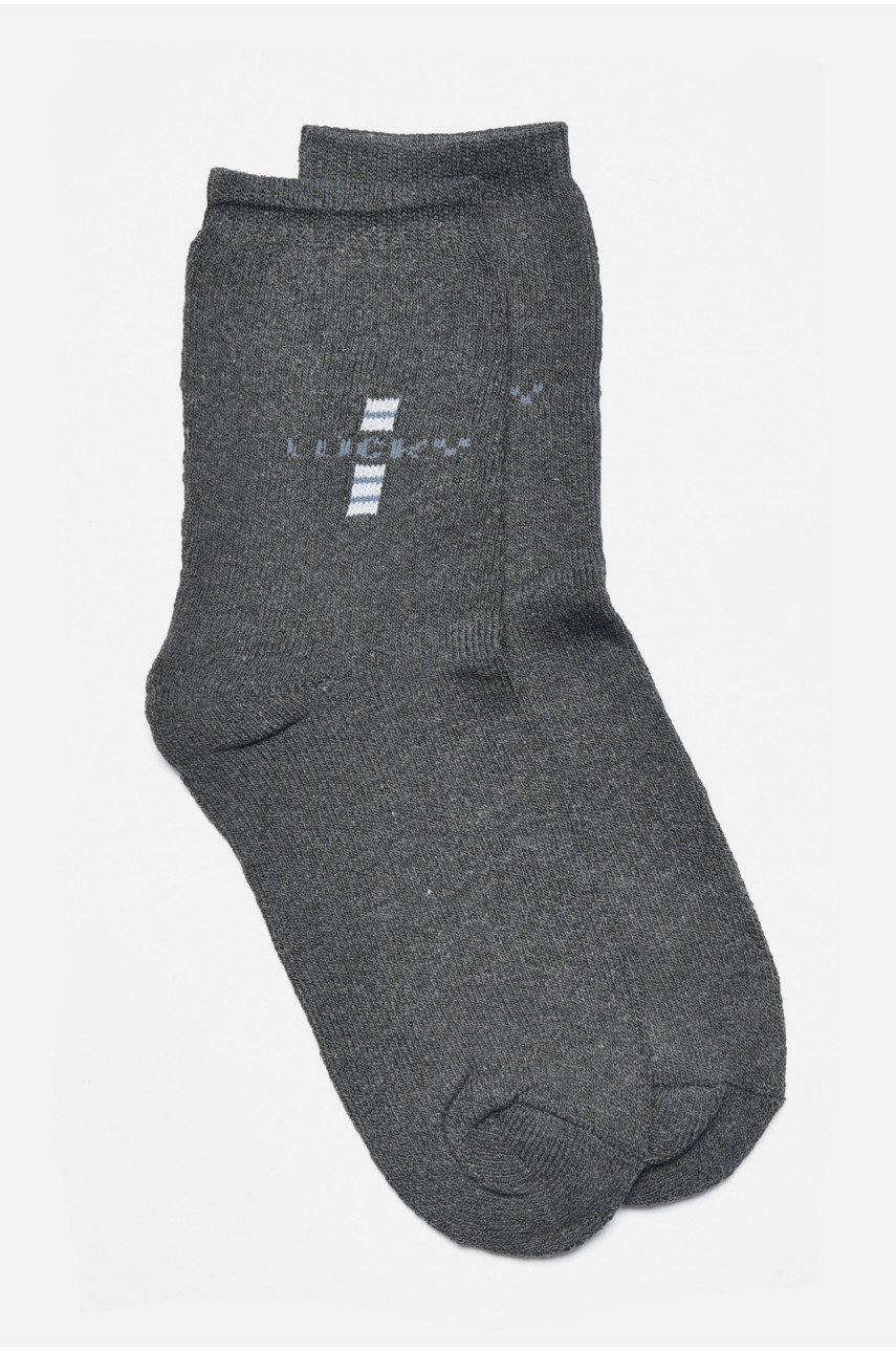 Шкарпетки чоловічі махрові темно-сірого кольору 887 190062