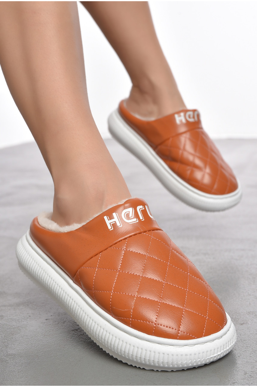 Капці домашні жіночі на хутрі світло-коричневого кольору 8812-4 190076