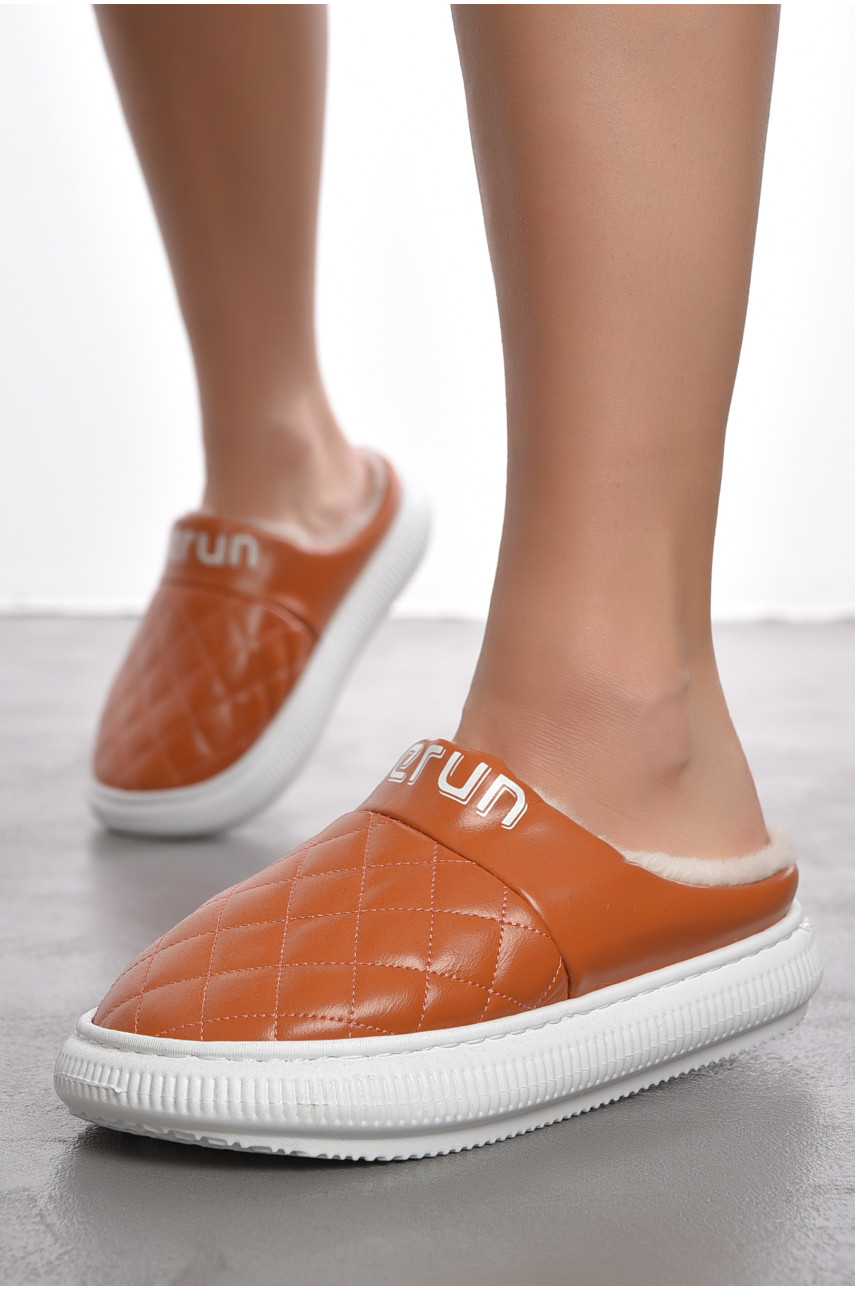 Капці домашні жіночі на хутрі світло-коричневого кольору 8812-4 190076