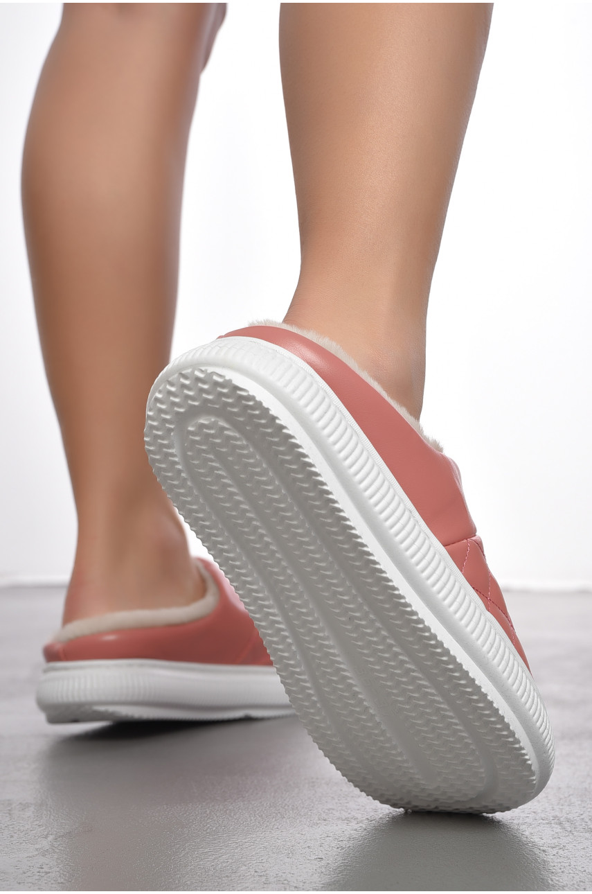 Капці домашні жіночі на хутрі темно-рожевого кольору 8812-3 190077