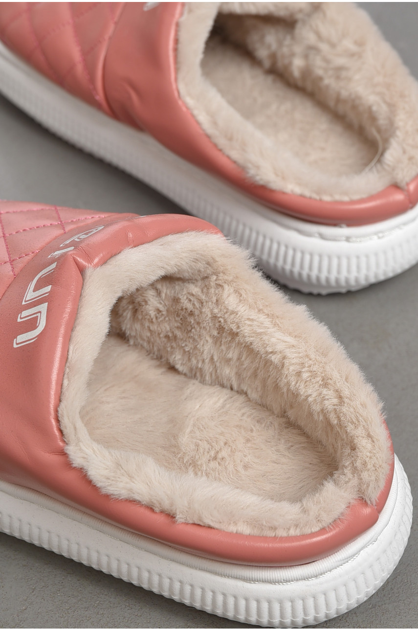 Капці домашні жіночі на хутрі темно-рожевого кольору 8812-3 190077