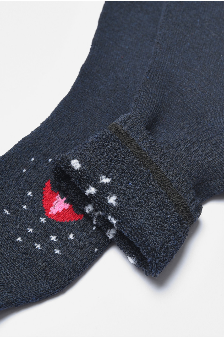 Шкарпетки жіночі махрові темно-синього кольору 778 190088