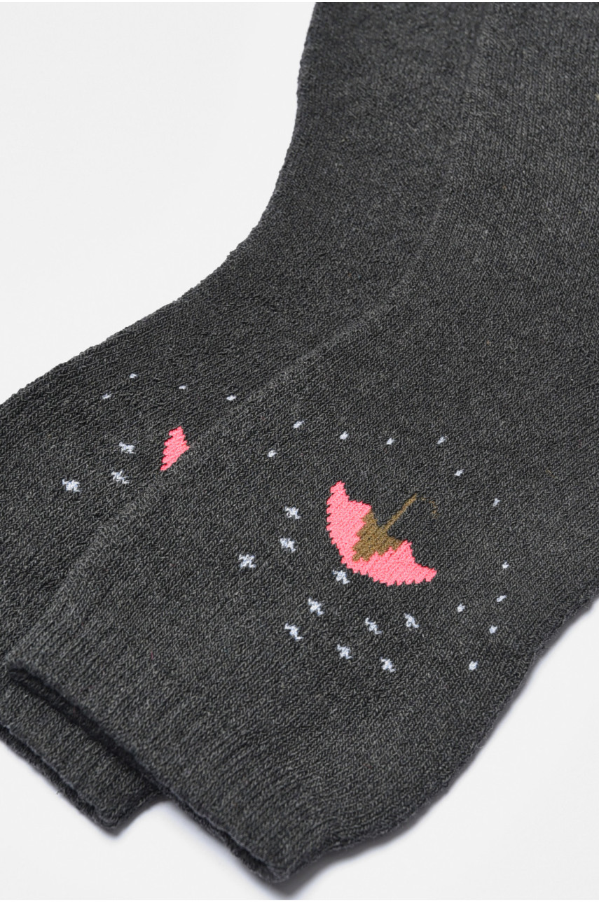 Шкарпетки жіночі махрові темно-сірого кольору 778 190089